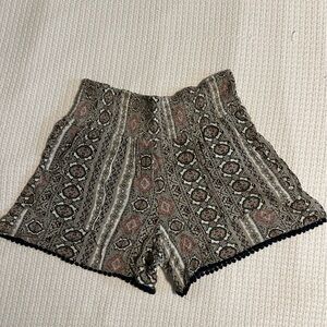 THREE DOTS Womens Smocked Stretch Waistband Printed Shorts Size Med